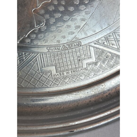 Vintage Swan Brand Willoware Aluminum Tea Set Tray Asian Landscape - Picture 8 of 12